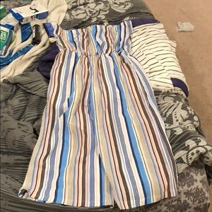 Strapless, capris jumpsuit